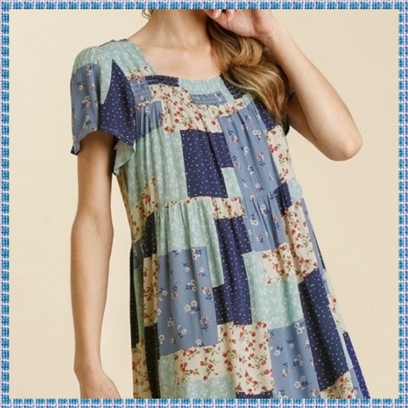 🛍 Umgee Mini Dress W/Square Neckline Ruffled Hem - Picture 6 of 12